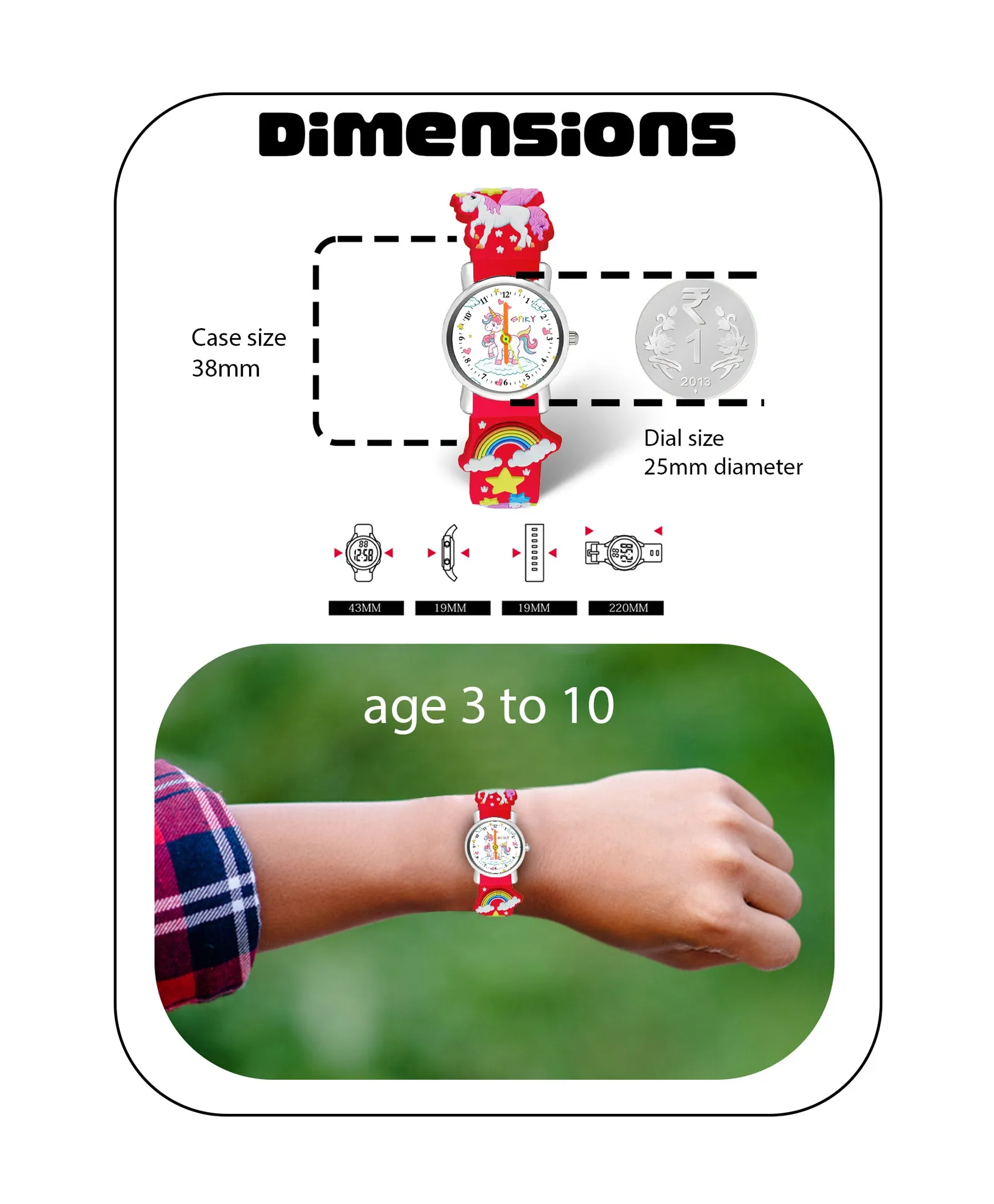 Spiky Eva9 Round Unicorn Strap Analog Watch - White
