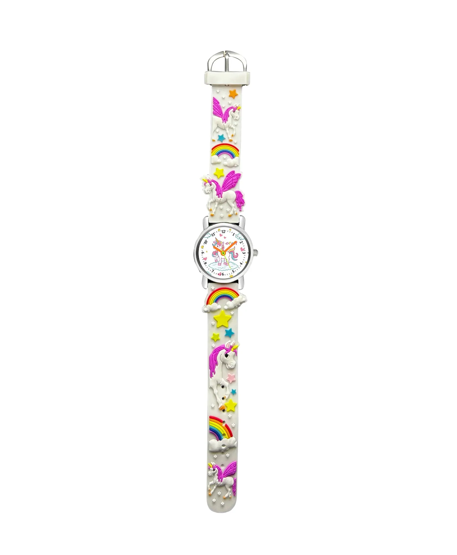 Spiky Eva9 Round Unicorn Strap Analog Watch - White