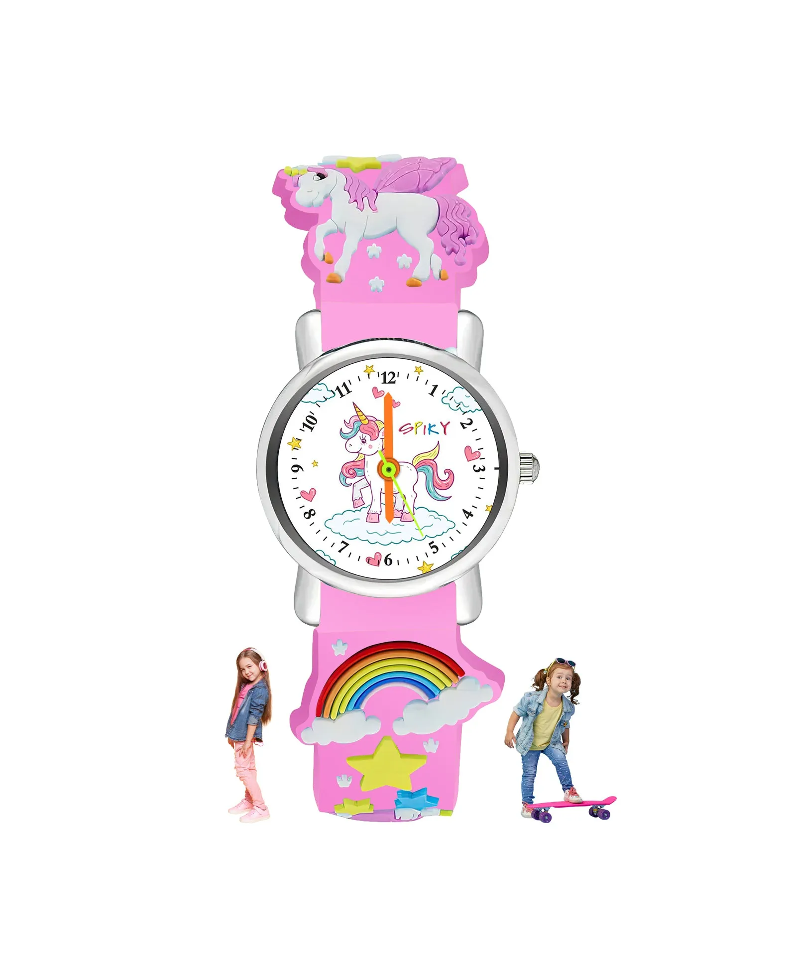Spiky Eva9 Round Unicorn Strap Analog Watch - White