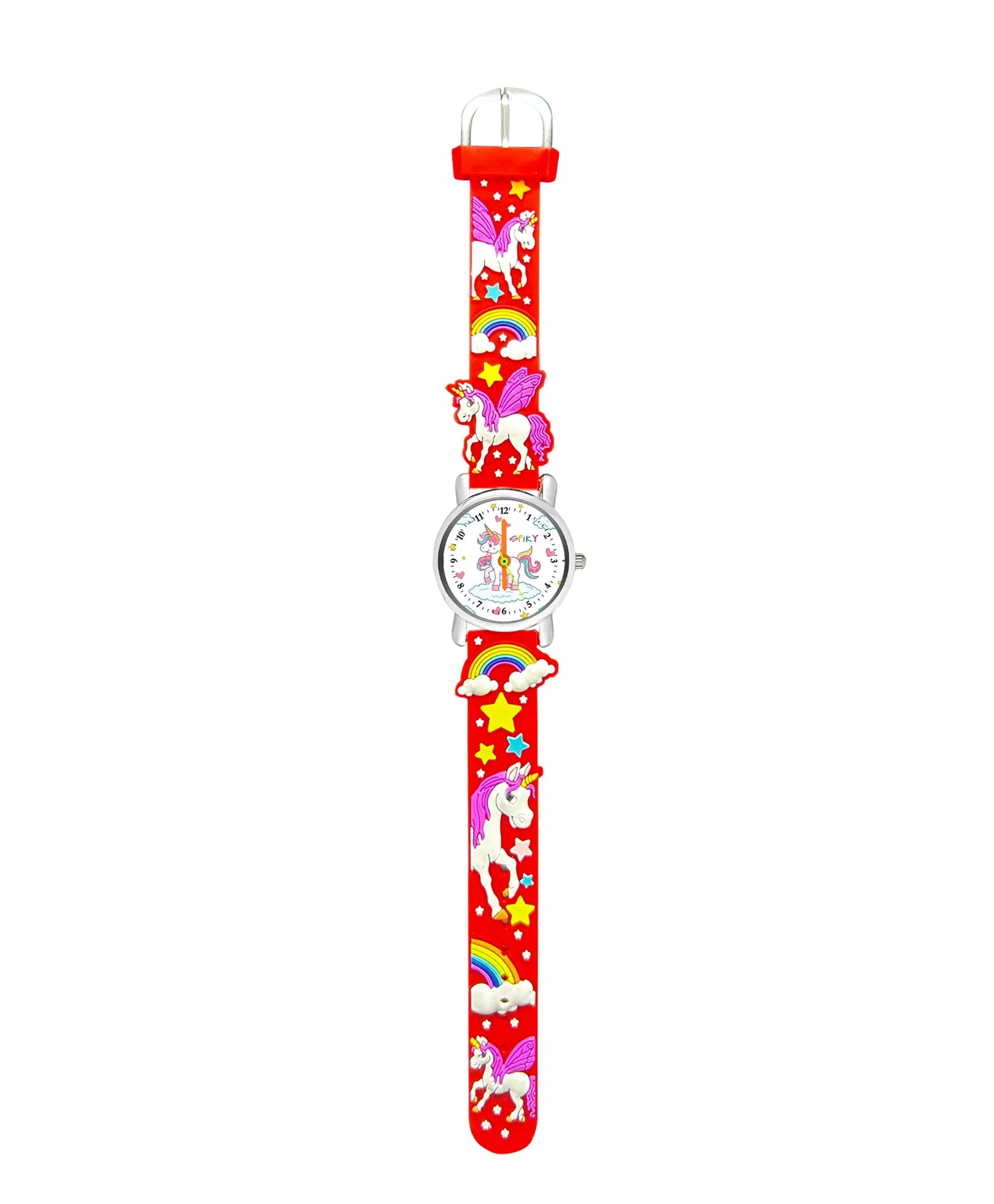 Spiky Eva9 Round Unicorn Strap Analog Watch - White