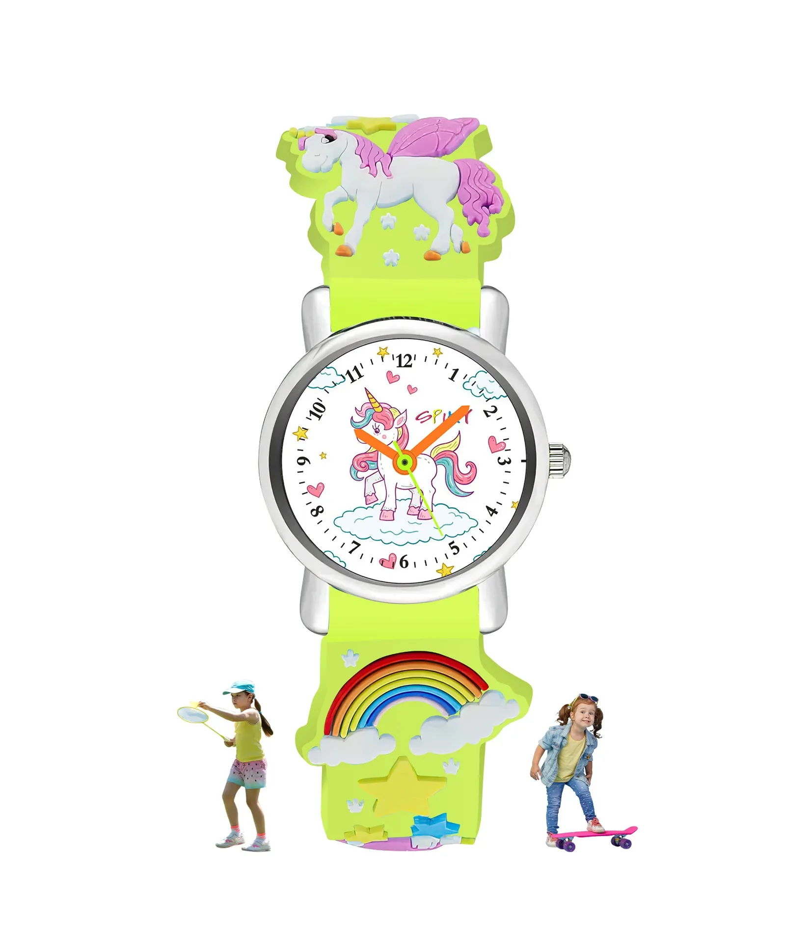 Spiky Eva9 Round Unicorn Strap Analog Watch - White