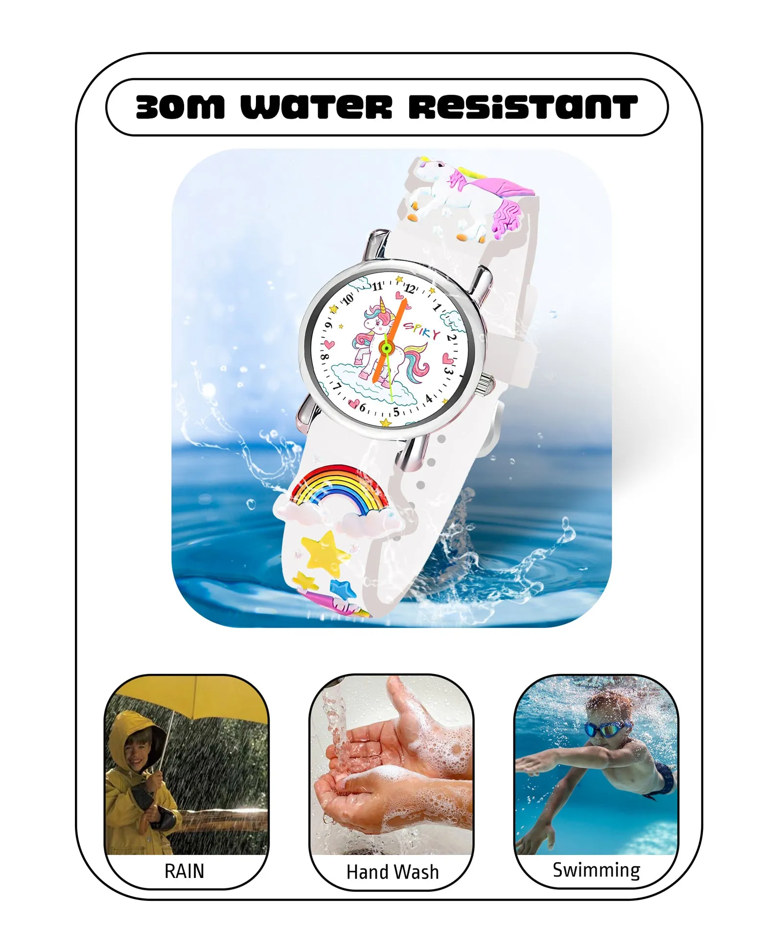 Spiky Eva9 Round Unicorn Strap Analog Watch - White