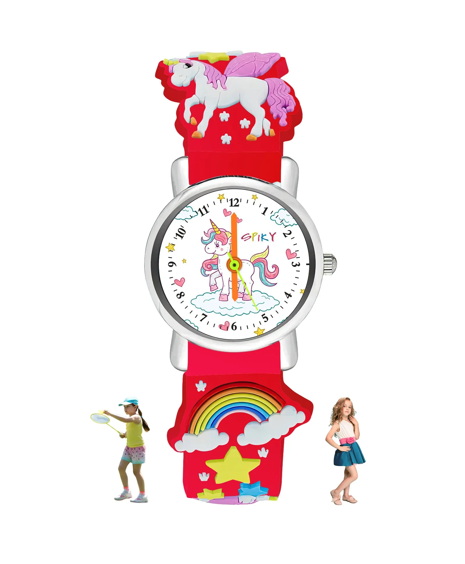 Spiky Eva9 Round Unicorn Strap Analog Watch - White