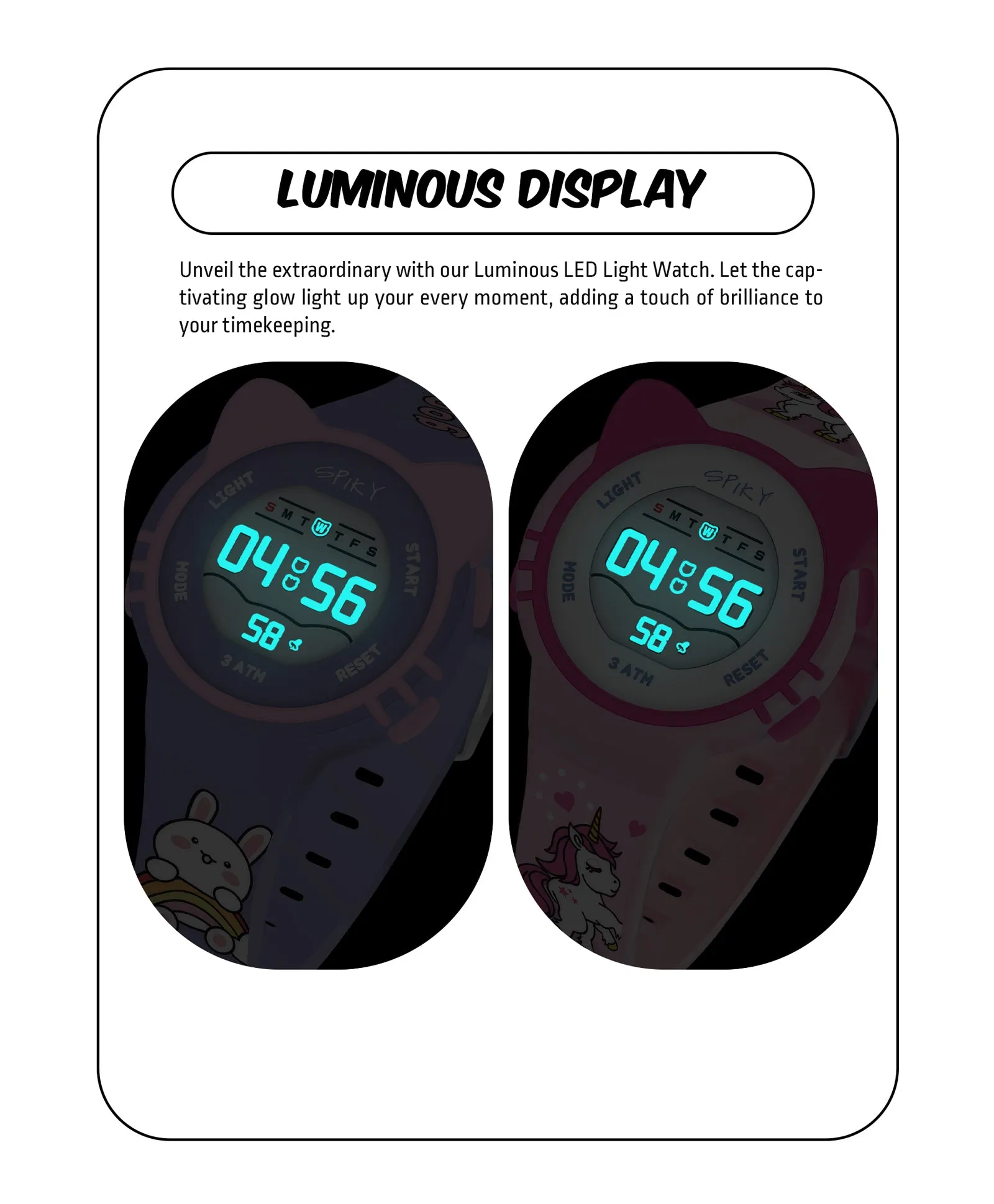 Spiky Round Cat Shaped Sports Digital Watch Combo - Purple Pink