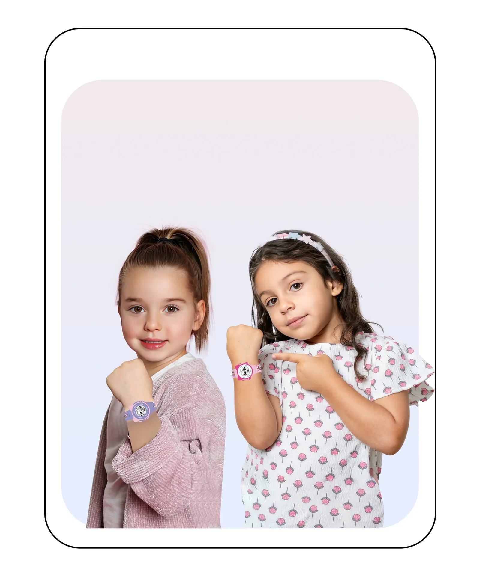 Spiky Round Cat Shaped Sports Digital Watch Combo - Purple Pink
