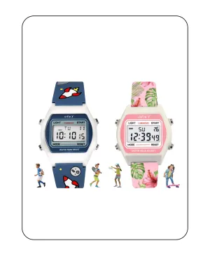 Spiky Unique Printed Square Multi Functional Sports Digital Watch Combo