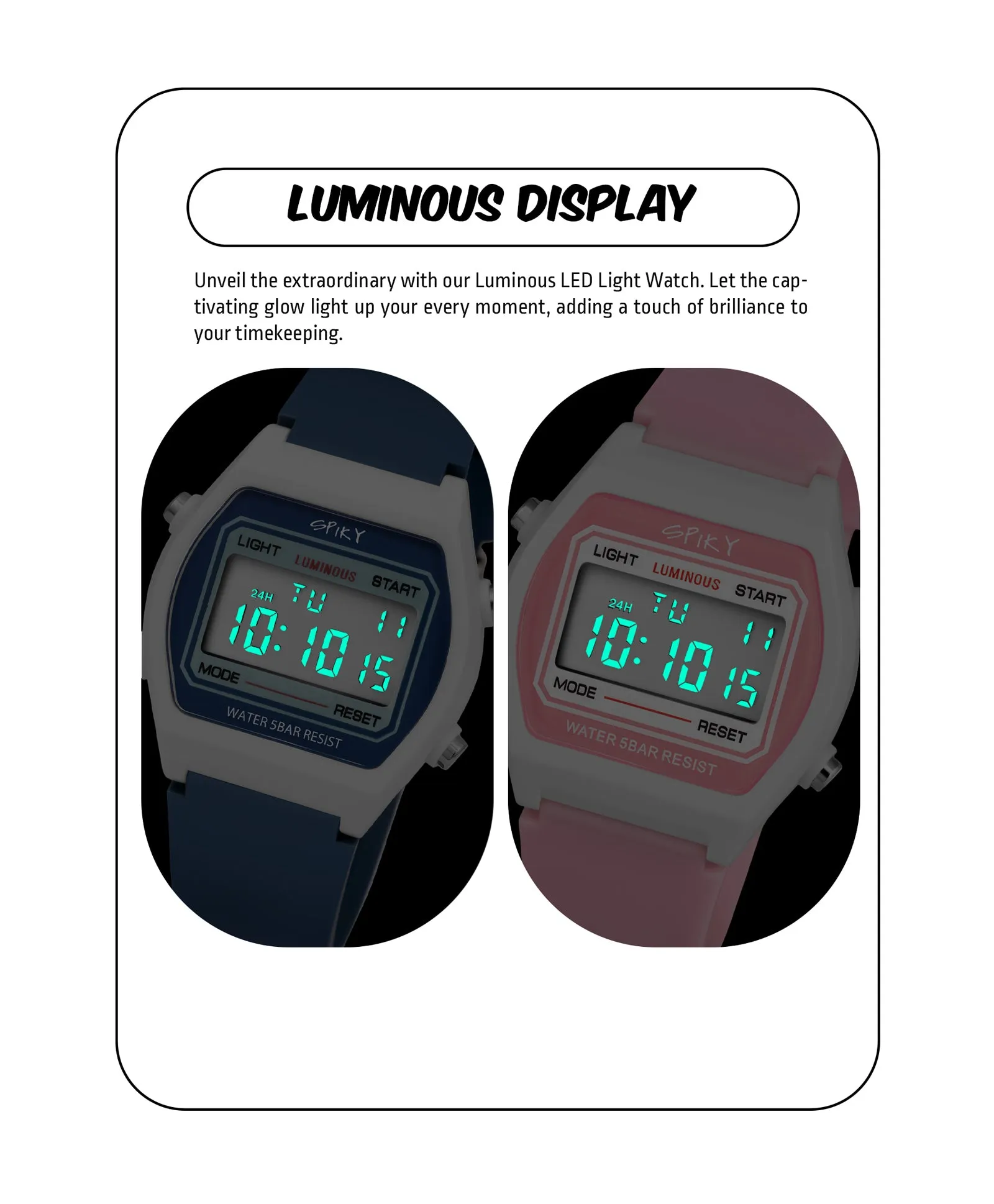Spiky Unique Square Multi Functional Sports Digital Watch Combo