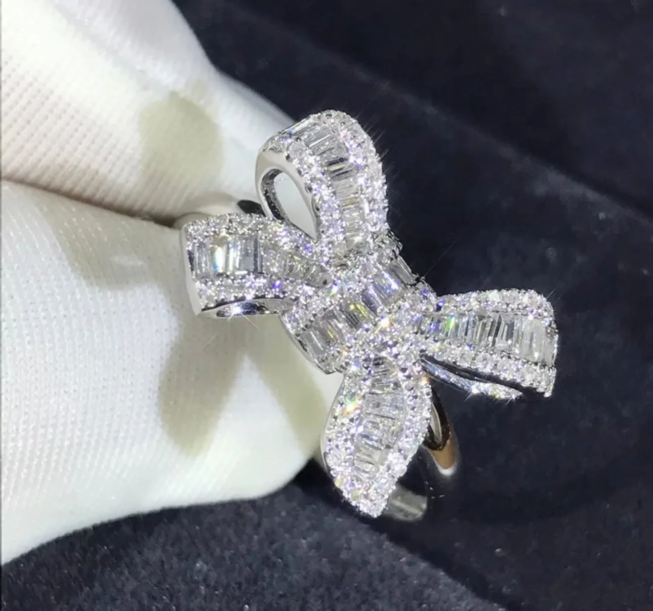 Stainless Steel Bow Ring with CZ Embellishment 110-01 | Erika Williner Designs