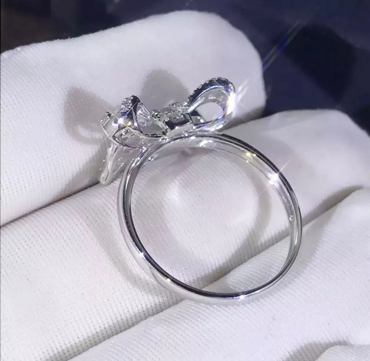 Stainless Steel Bow Ring with CZ Embellishment 110-01 | Erika Williner Designs