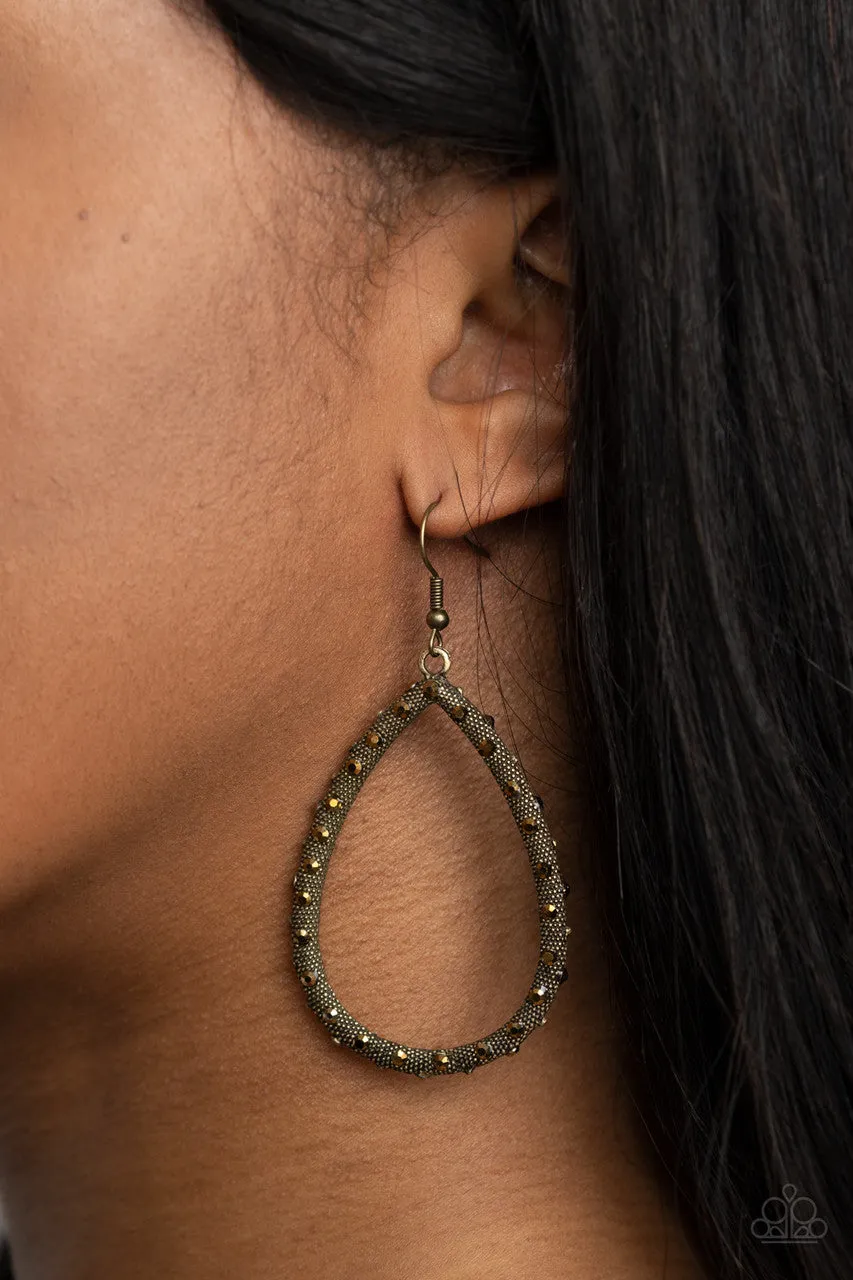 Standout Sparkle Brass Paparazzi Earrings
