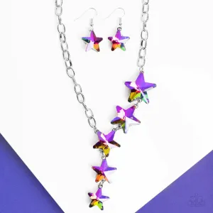 Star-Crossed Sparkle - Multi - Oil Spill Star Y Paparazzi Short Necklace - Empire Diamond Exclusive