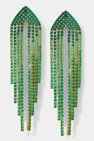 STARLET GREEN CASCADE CZ EARRINGS