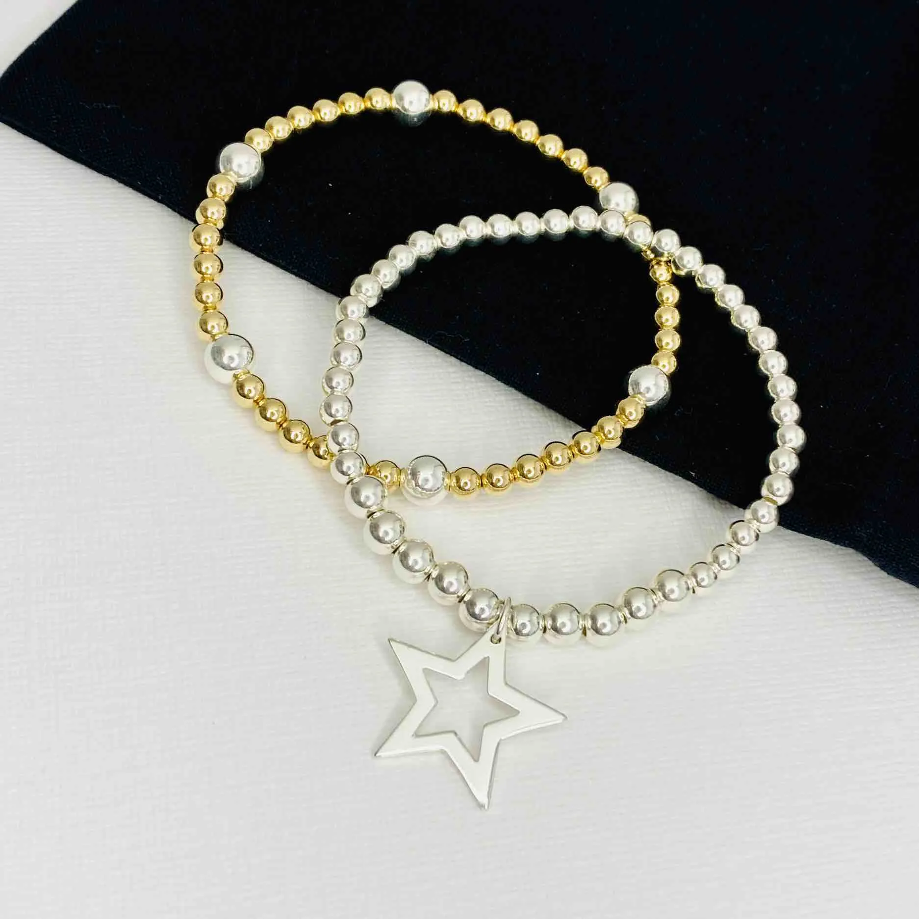 STELLAR | Silver Star Bracelet Stacking Set with Gold and Silver Bracelet