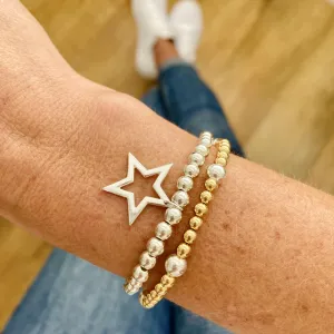 STELLAR | Silver Star Bracelet Stacking Set with Gold and Silver Bracelet