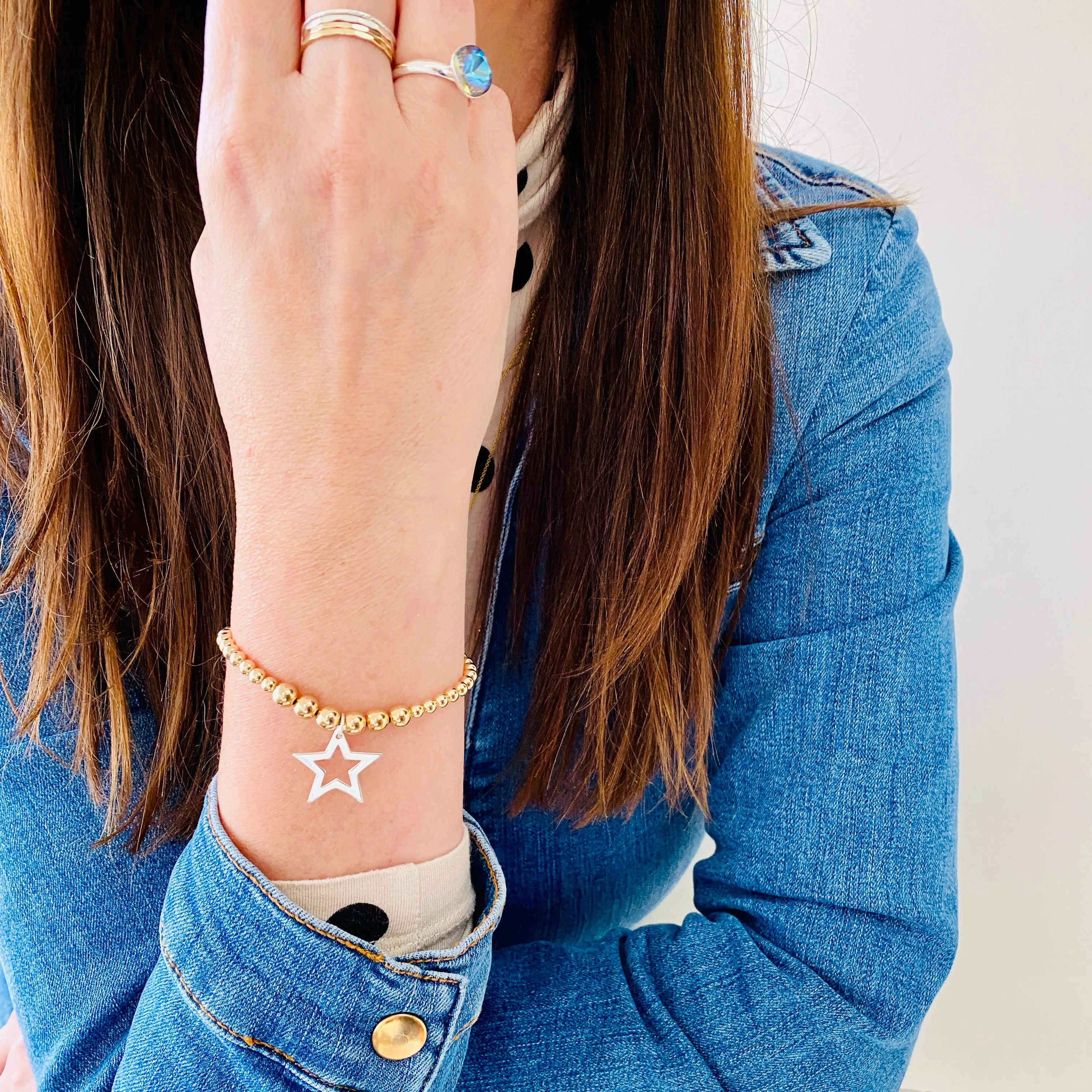 STELLAR | Silver Star Gold Bead Bracelet