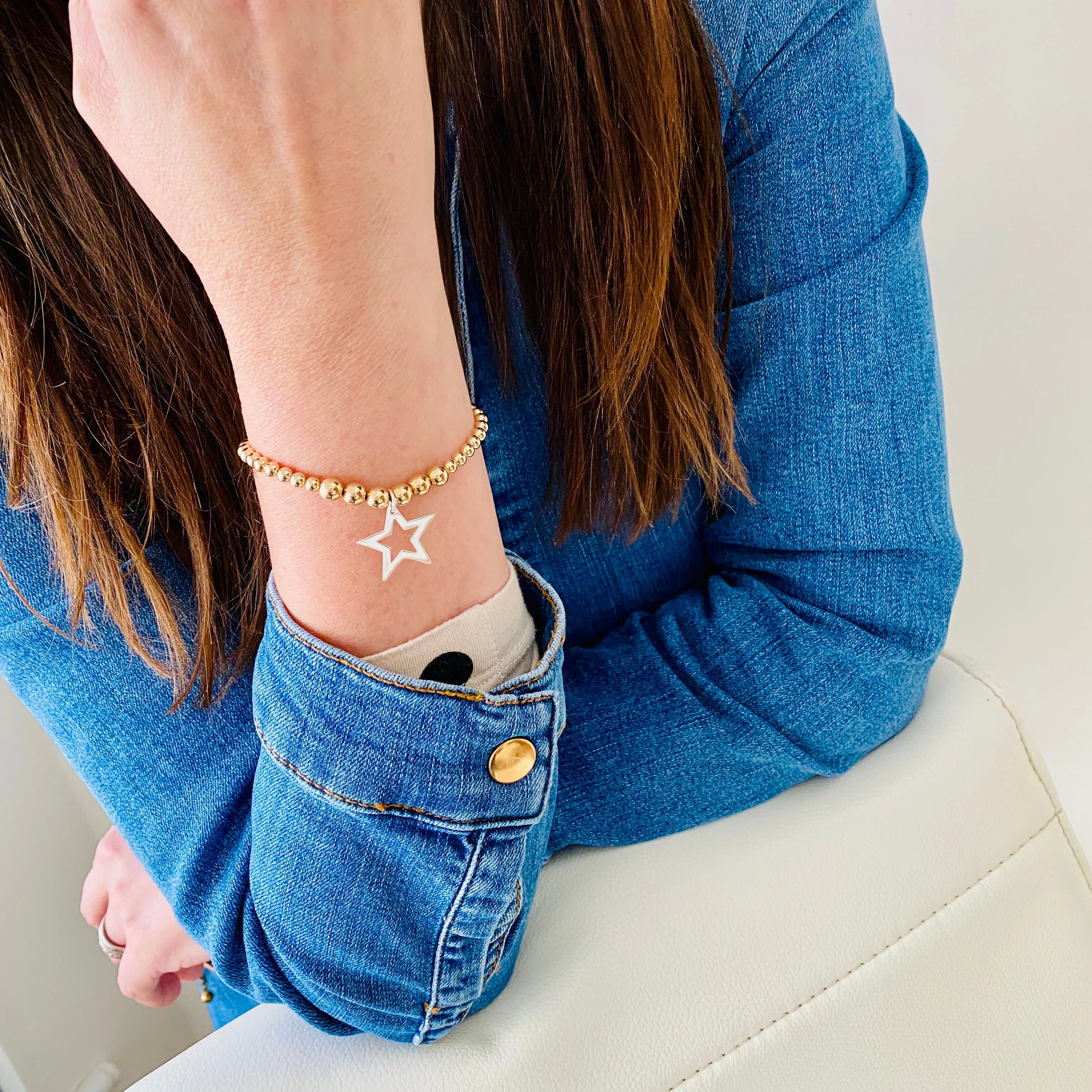STELLAR | Silver Star Gold Bead Bracelet