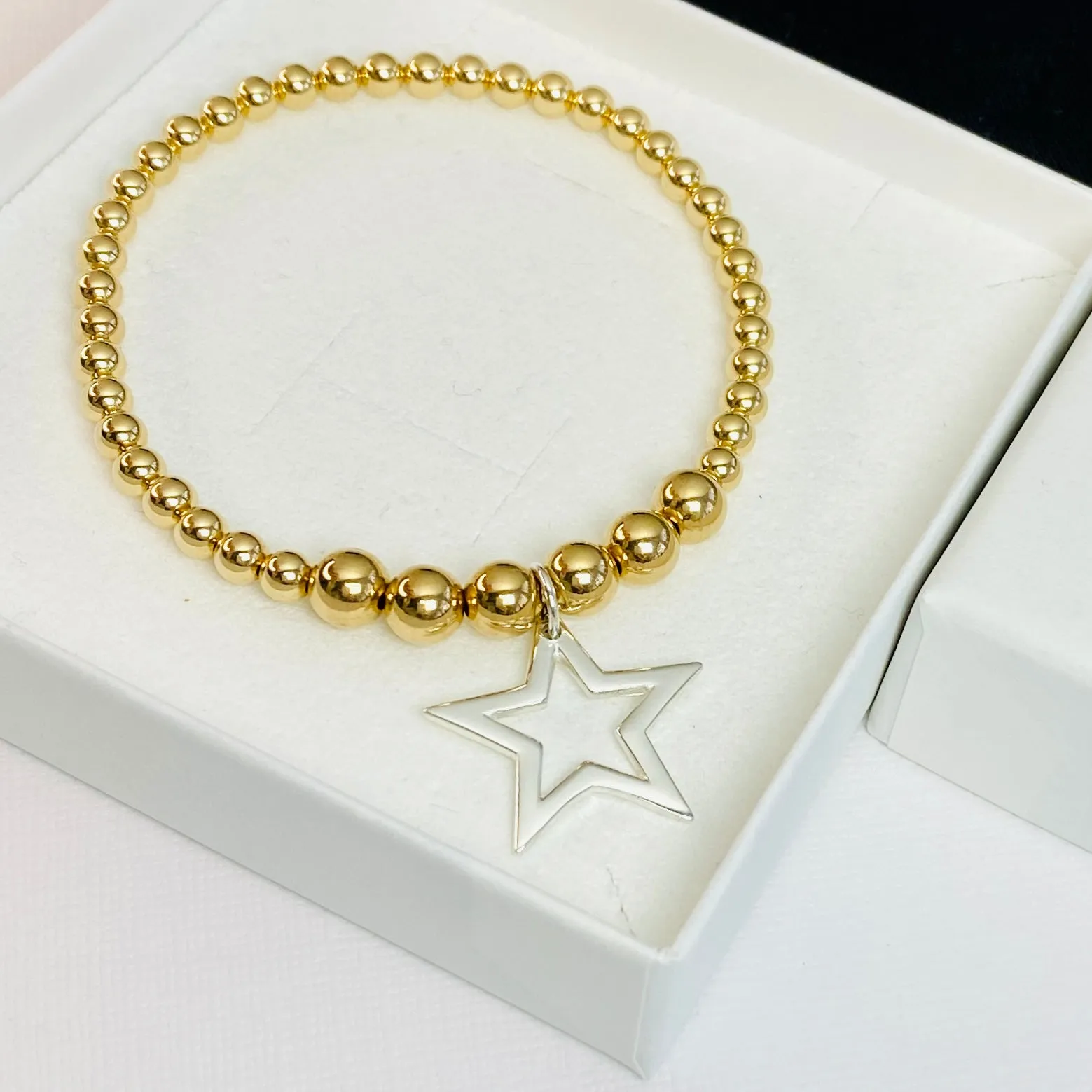 STELLAR | Silver Star Gold Bead Bracelet
