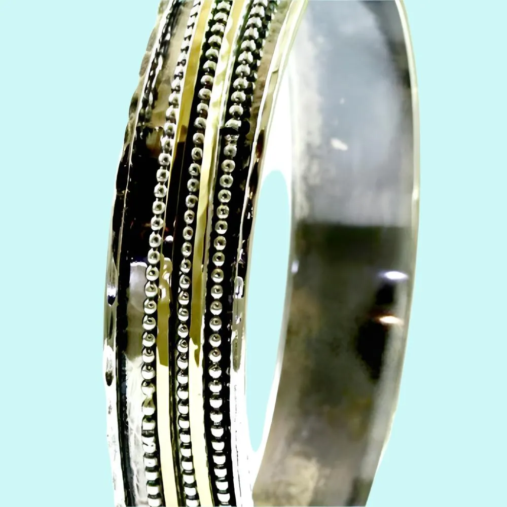 Sterling Silver and Gold Spinner Bangles, Designer Bangle Bracelets.
