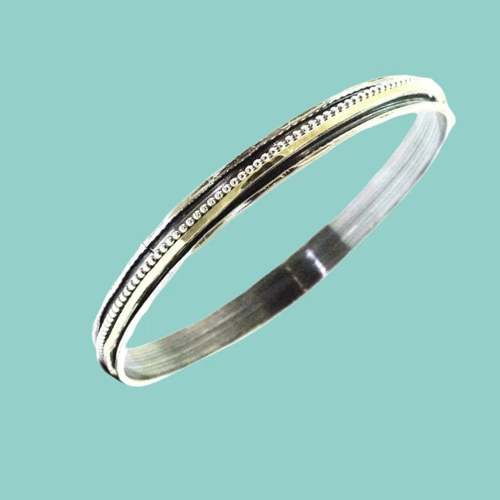 Sterling Silver and Gold Spinner Bangles, Designer Bangle Bracelets.