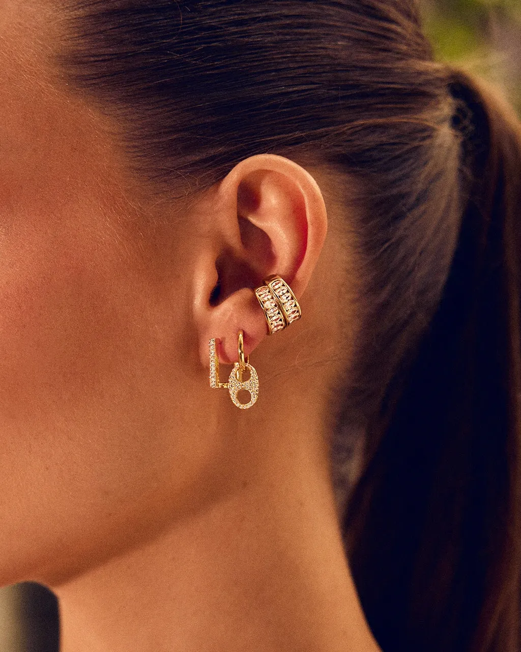 Sterling Silver Avery CZ Charm Hoop Earrings