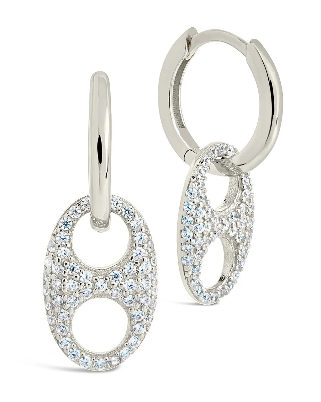 Sterling Silver Avery CZ Charm Hoop Earrings
