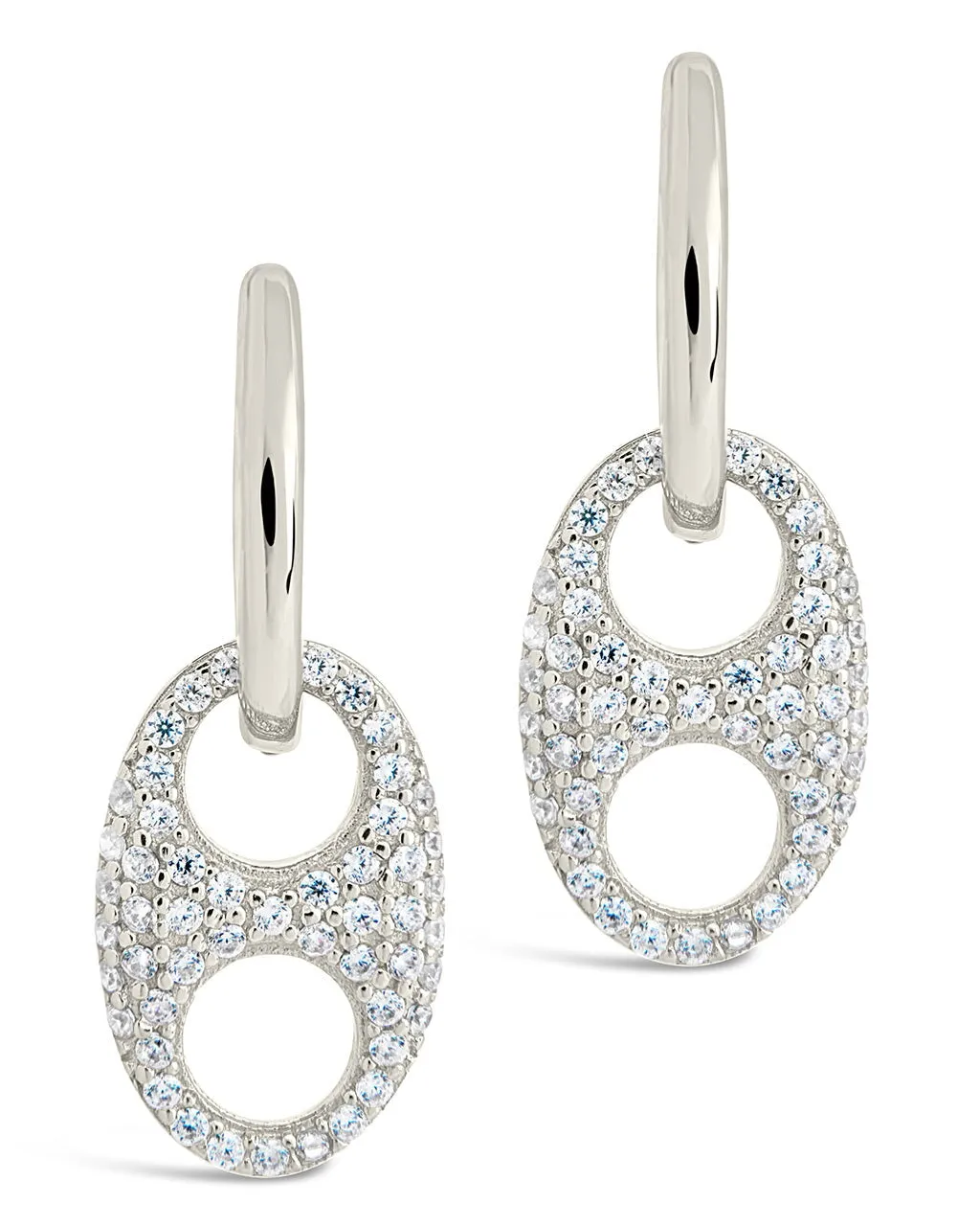 Sterling Silver Avery CZ Charm Hoop Earrings