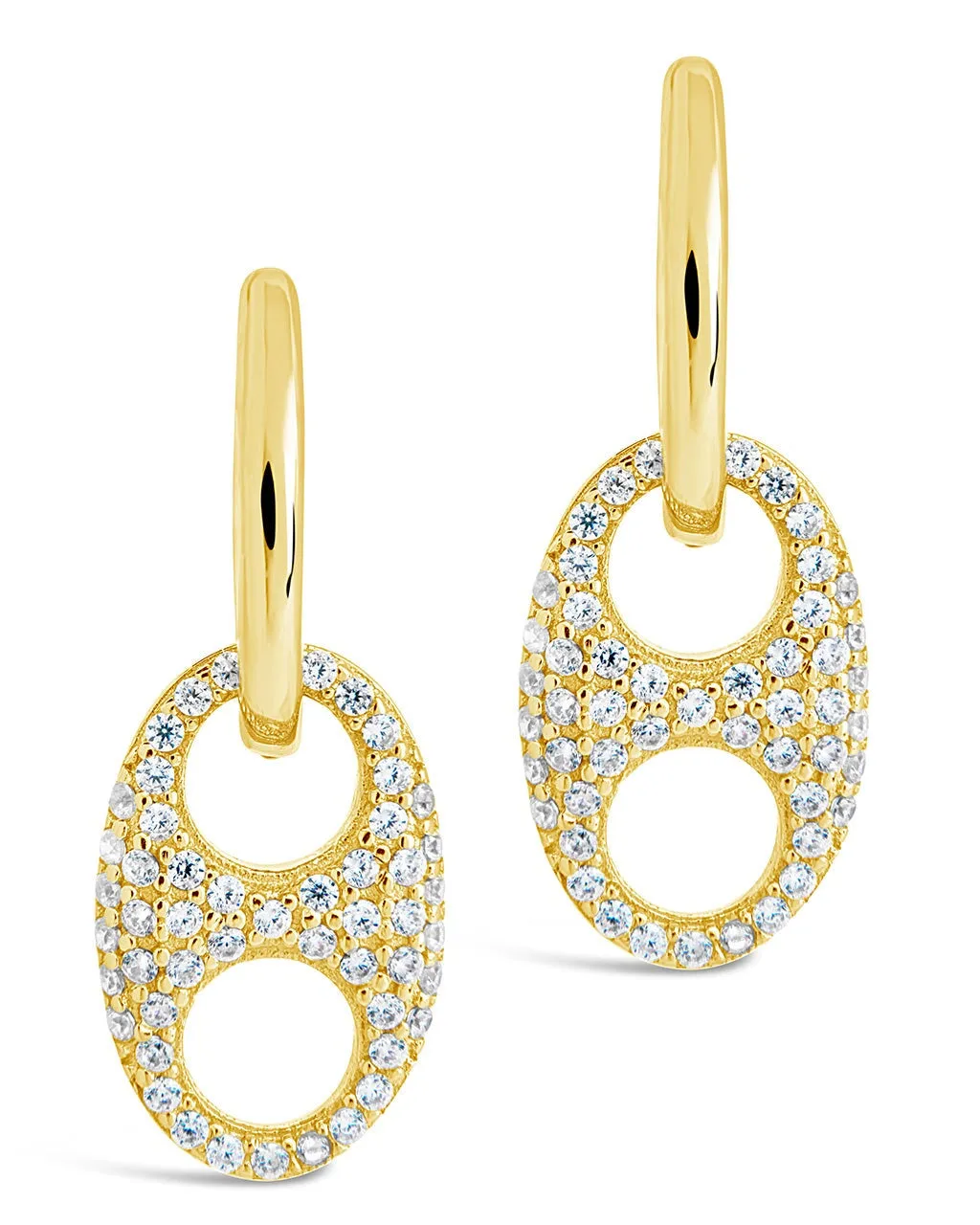 Sterling Silver Avery CZ Charm Hoop Earrings