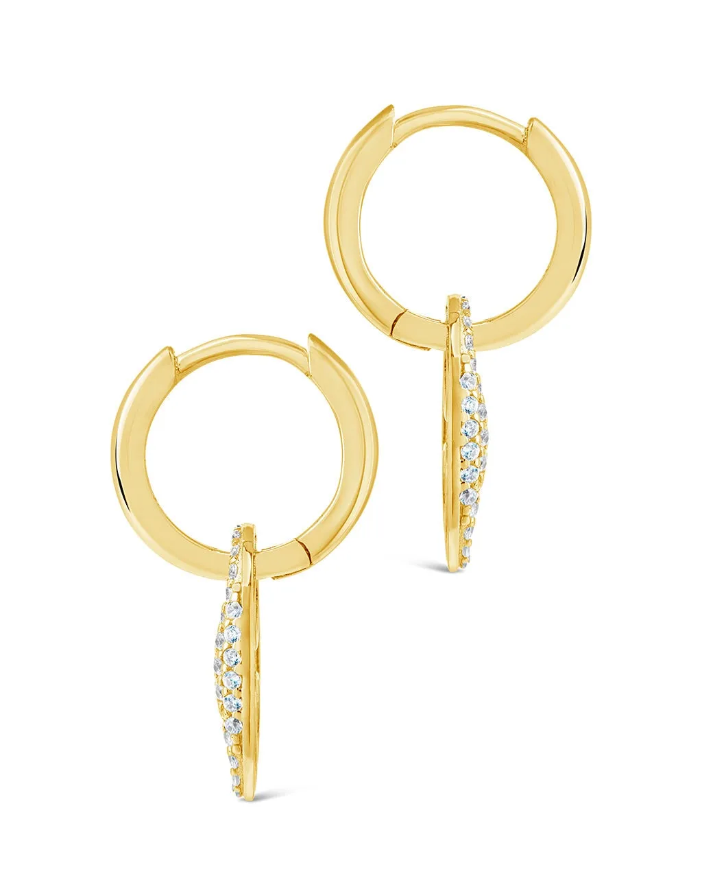 Sterling Silver Avery CZ Charm Hoop Earrings