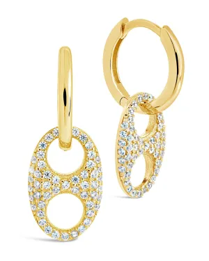 Sterling Silver Avery CZ Charm Hoop Earrings