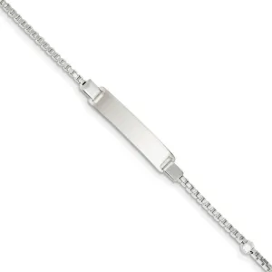 Sterling Silver Childrens ID Box Chain Bracelet