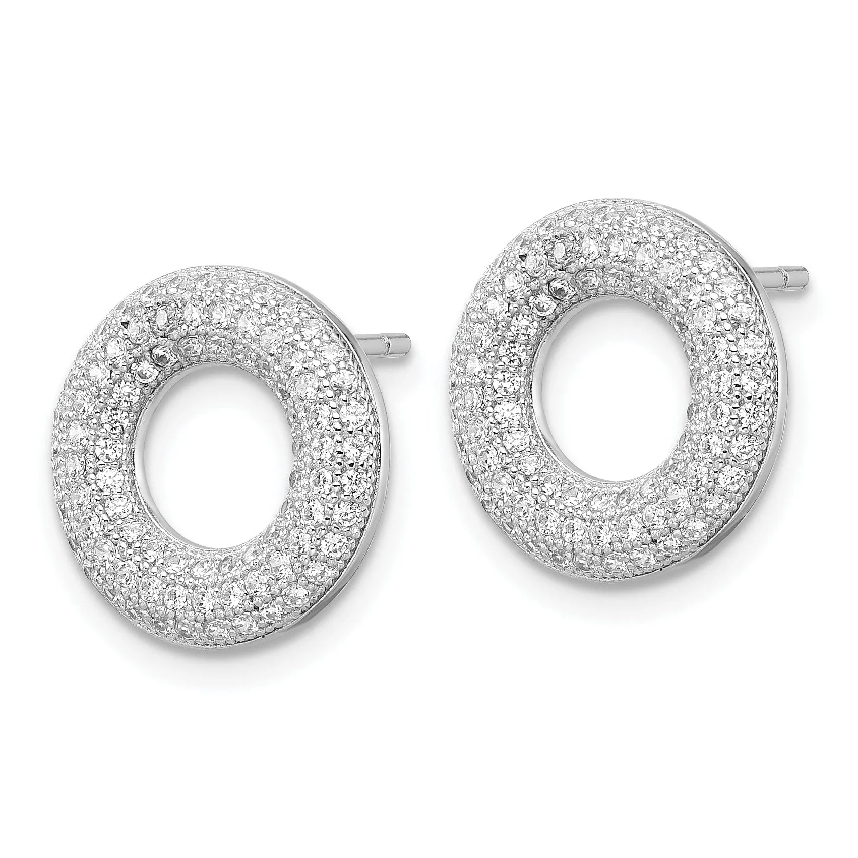Sterling Silver Cubic Zirconia Circle Earrings