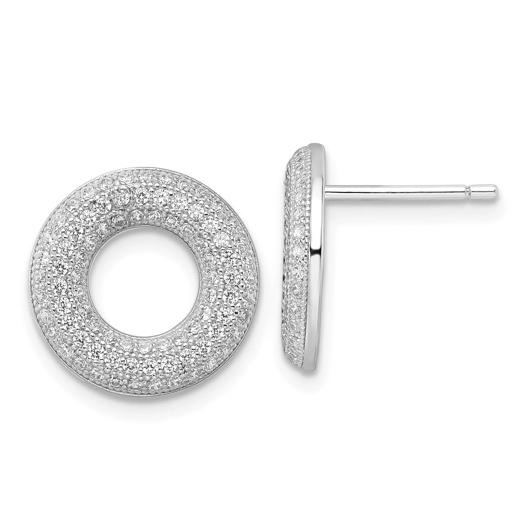Sterling Silver Cubic Zirconia Circle Earrings