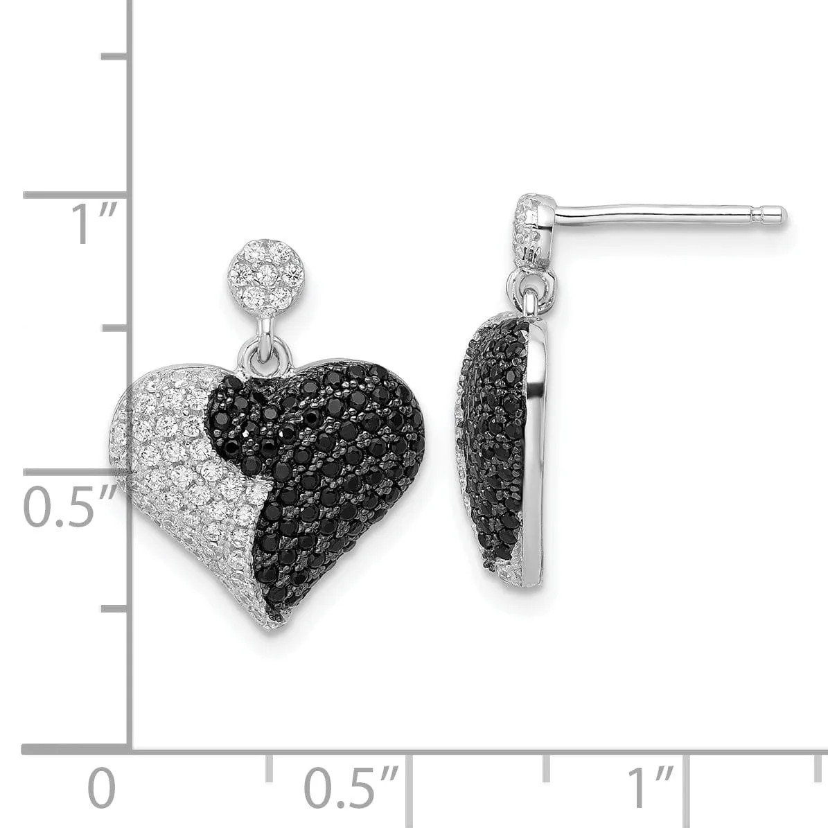Sterling Silver Cubic Zirconia Heart Earrings