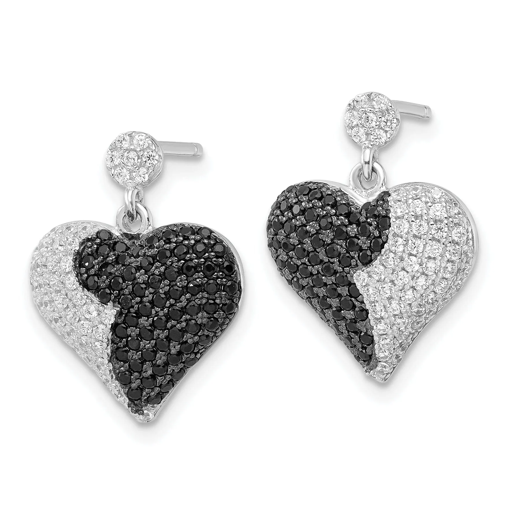 Sterling Silver Cubic Zirconia Heart Earrings