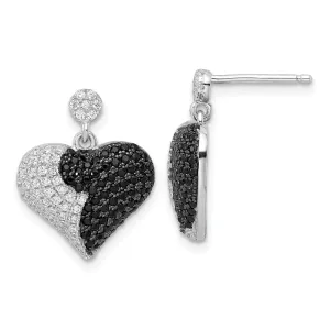 Sterling Silver Cubic Zirconia Heart Earrings