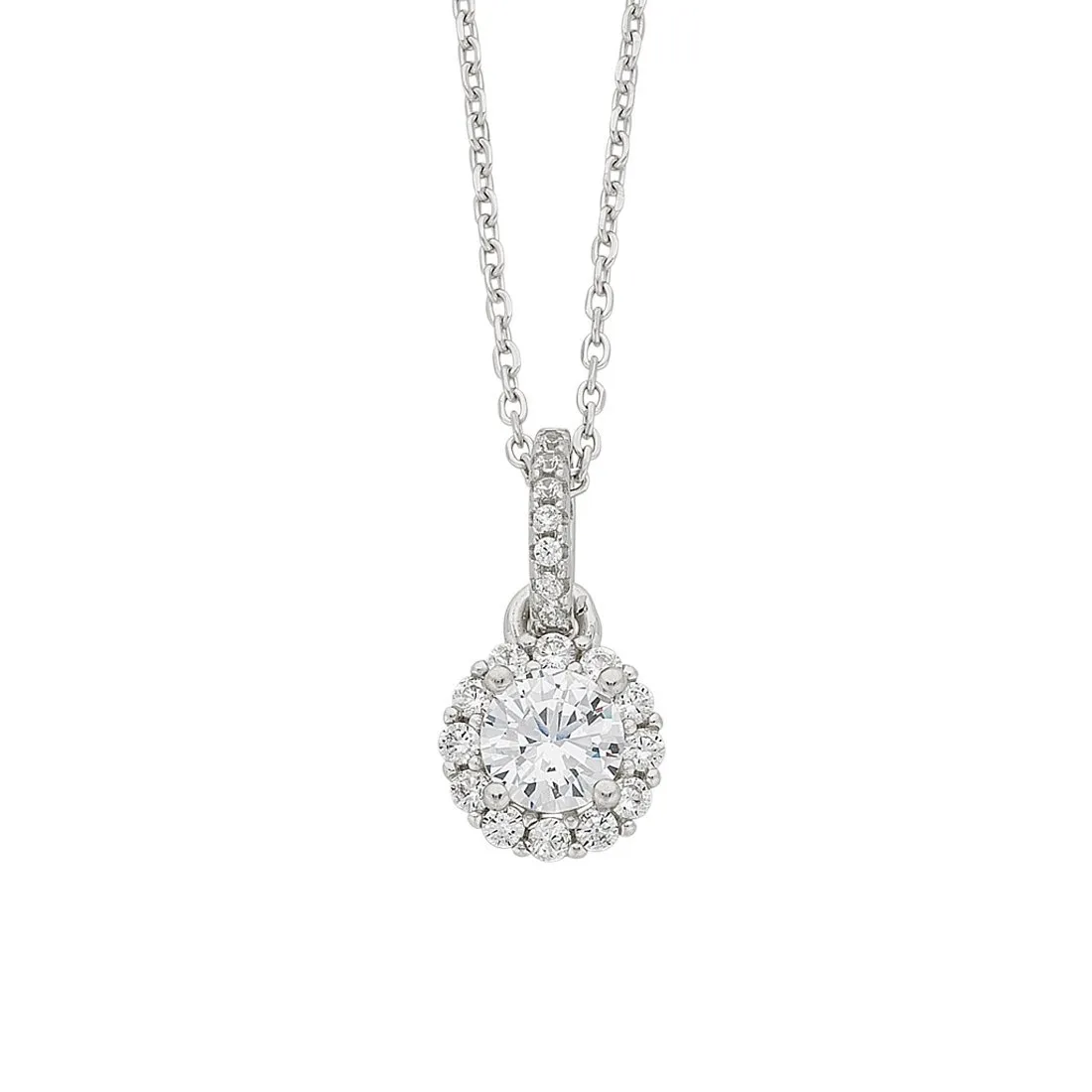 Sterling Silver Cubic Zirconia Necklace and Earrings Set