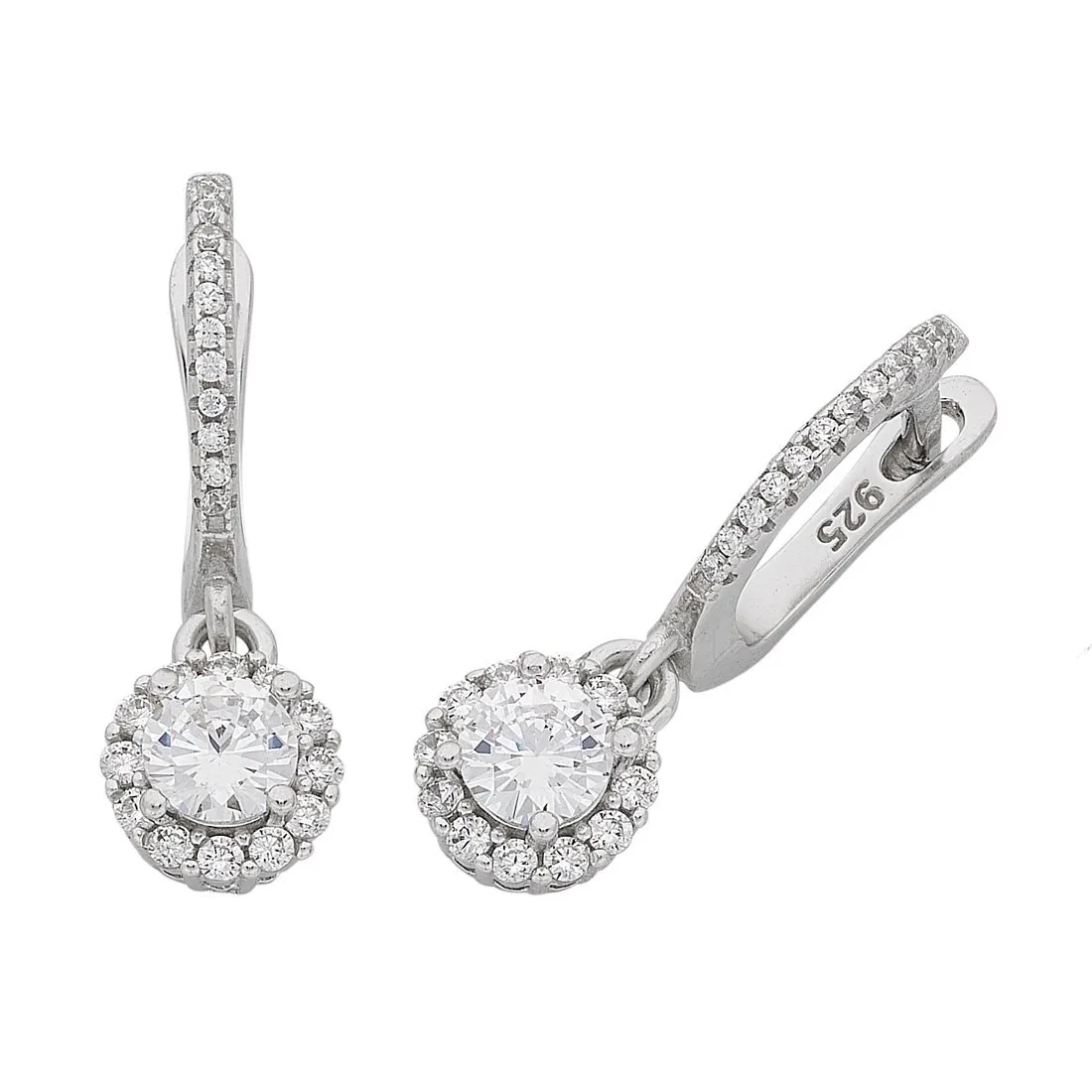 Sterling Silver Cubic Zirconia Necklace and Earrings Set