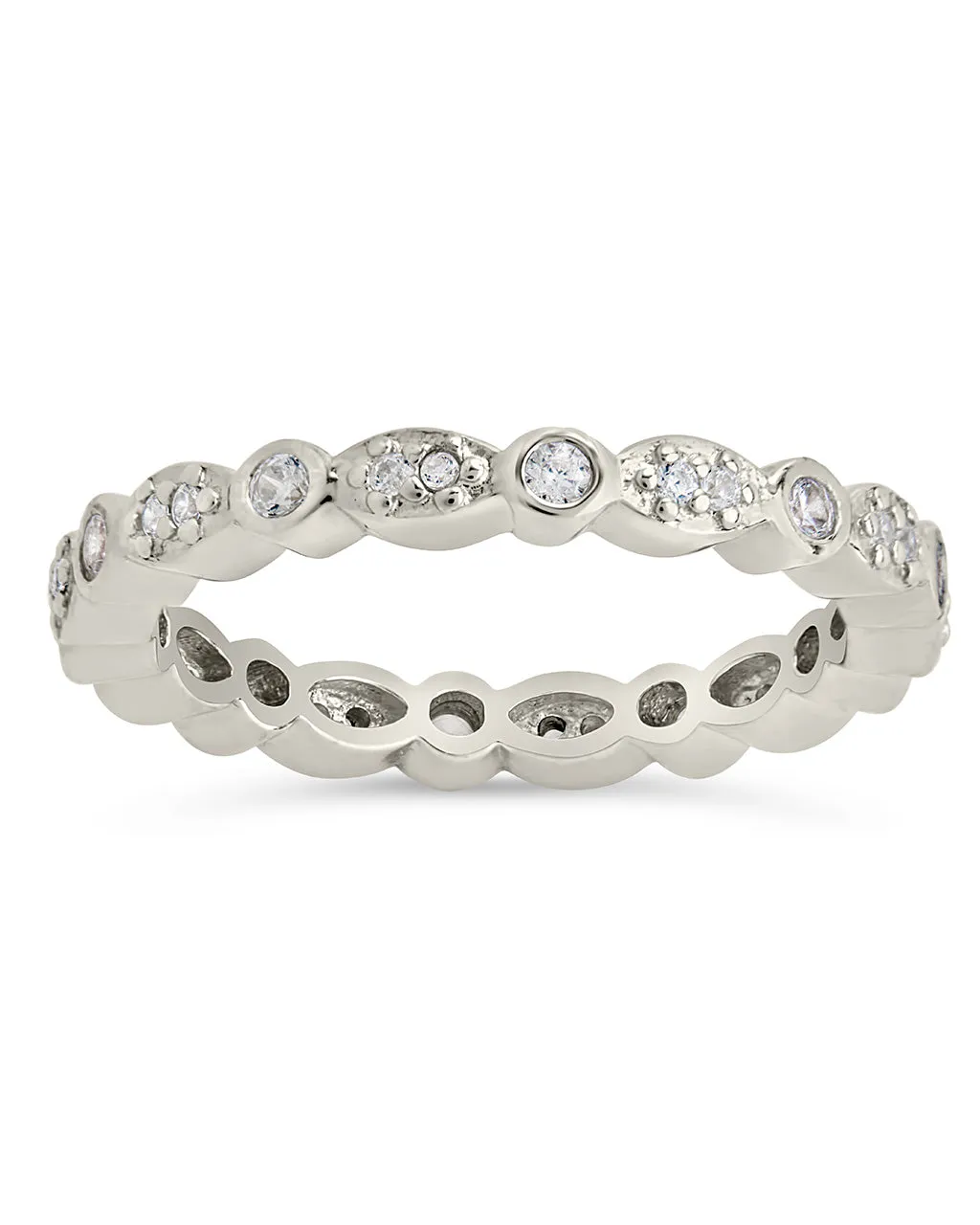 Sterling Silver CZ Bezel Band Ring