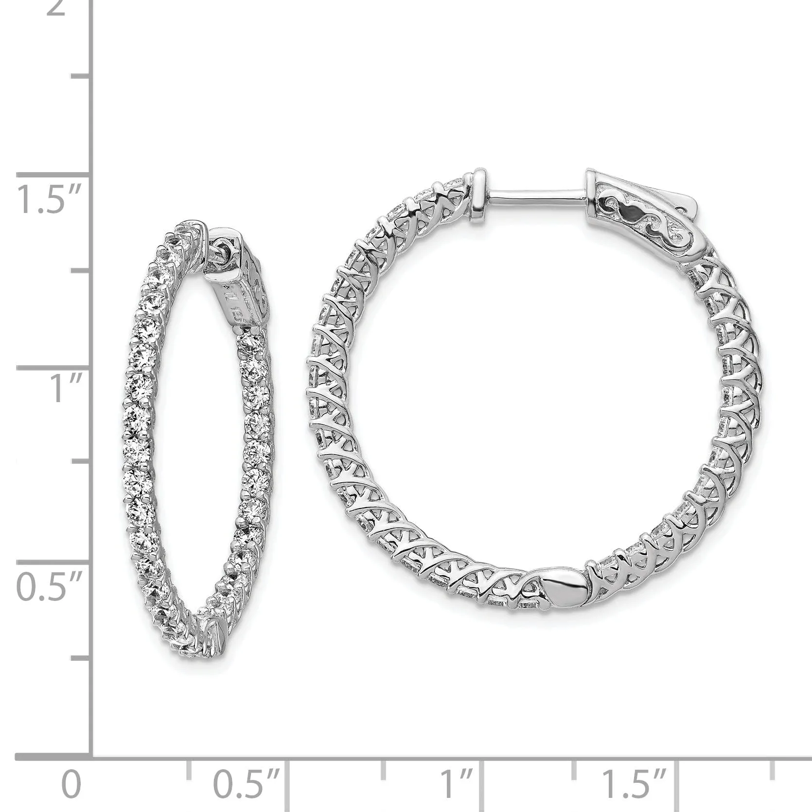 Sterling Silver CZ Hoop Earrings