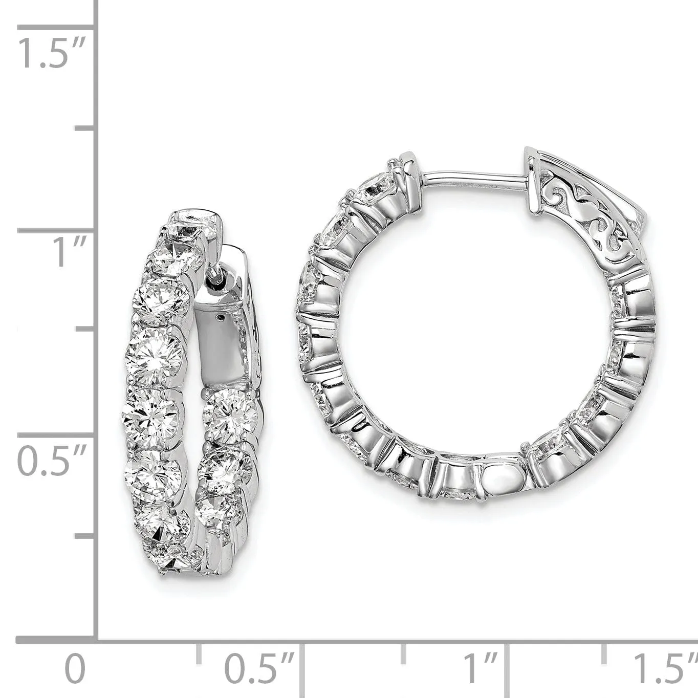 Sterling Silver CZ Hoop Earrings