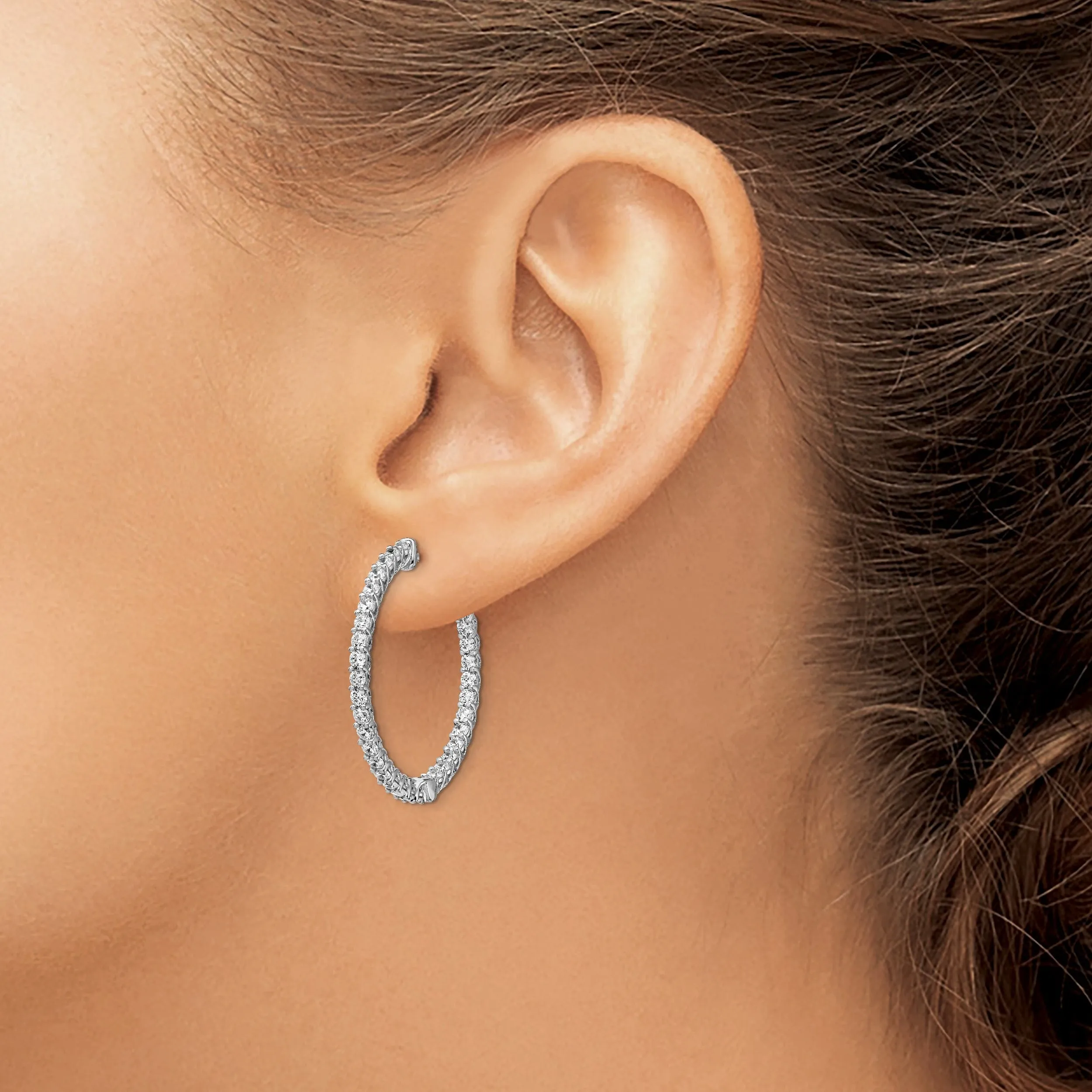Sterling Silver CZ Hoop Earrings