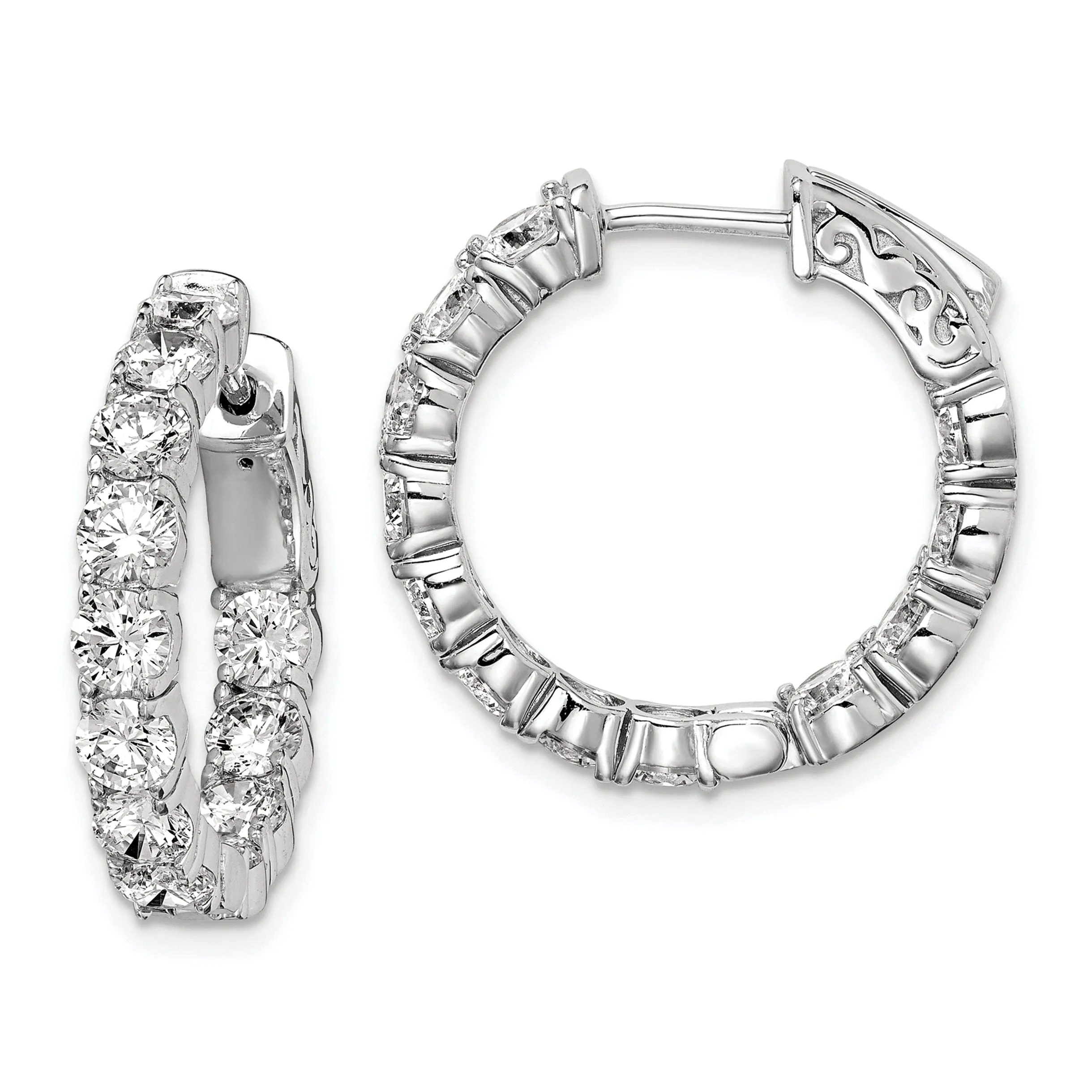 Sterling Silver CZ Hoop Earrings