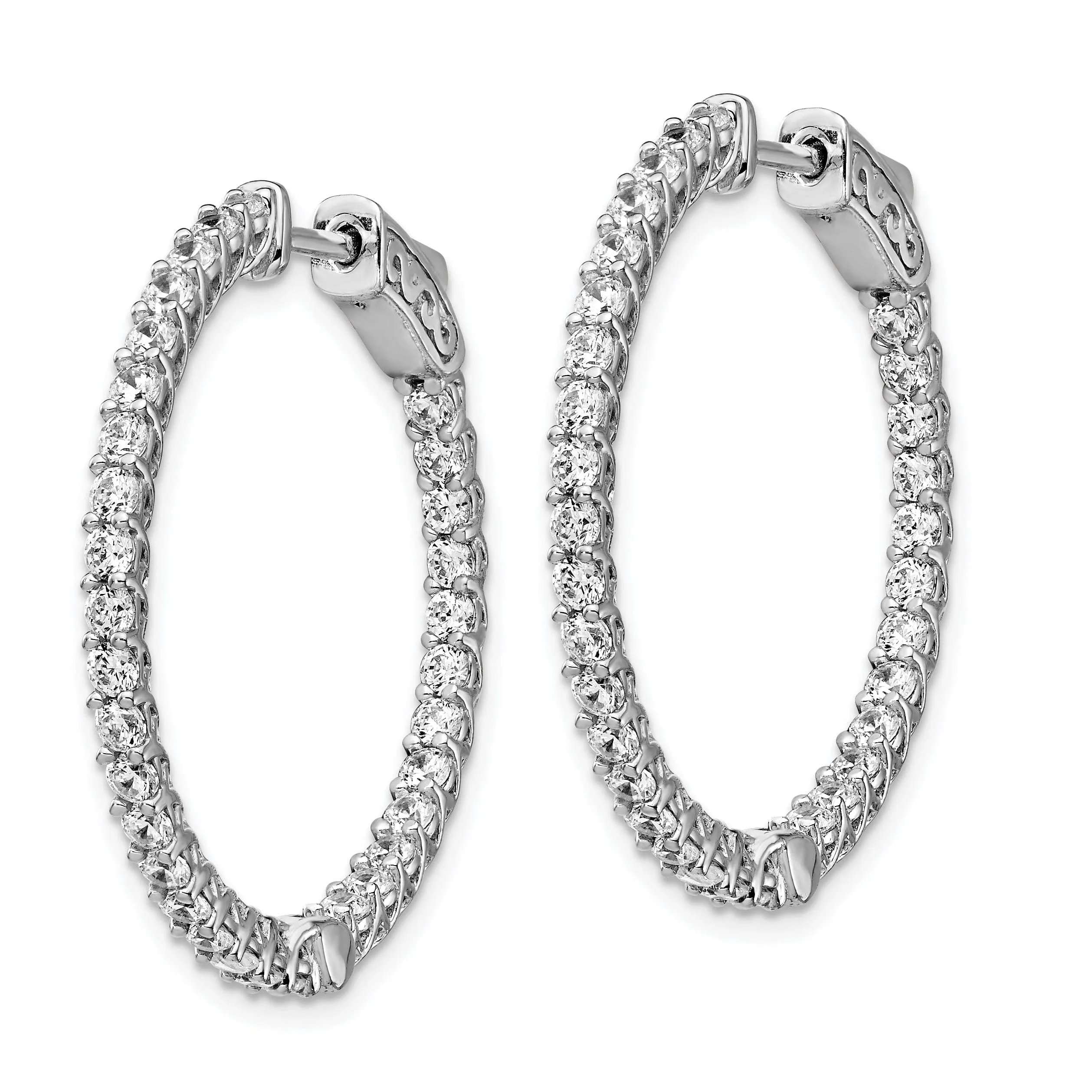 Sterling Silver CZ Hoop Earrings