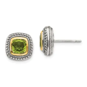 Sterling Silver Gold Peridot Earrings
