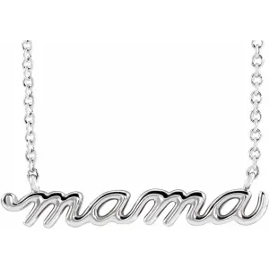 Sterling Silver Mama Script Necklace 18"