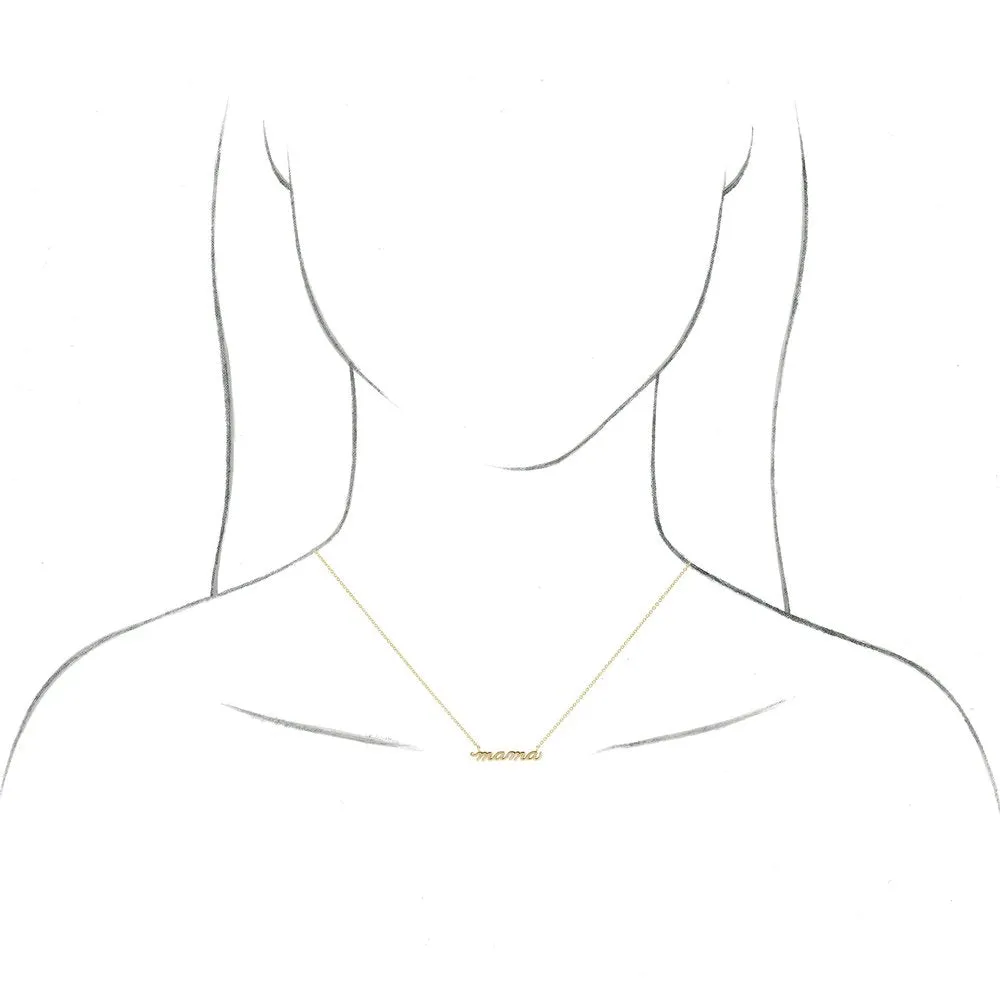 Sterling Silver Mama Script Necklace 18"