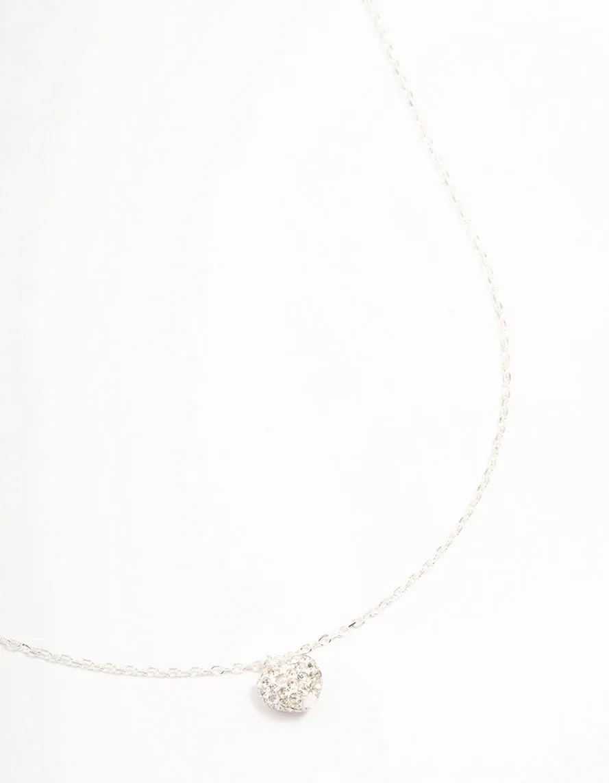 Sterling Silver Pave Heart Pendant Necklace