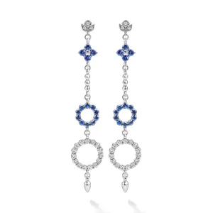 Studio 18K Diamond & Blue Sapphire Mint Lotus Drop Earrings