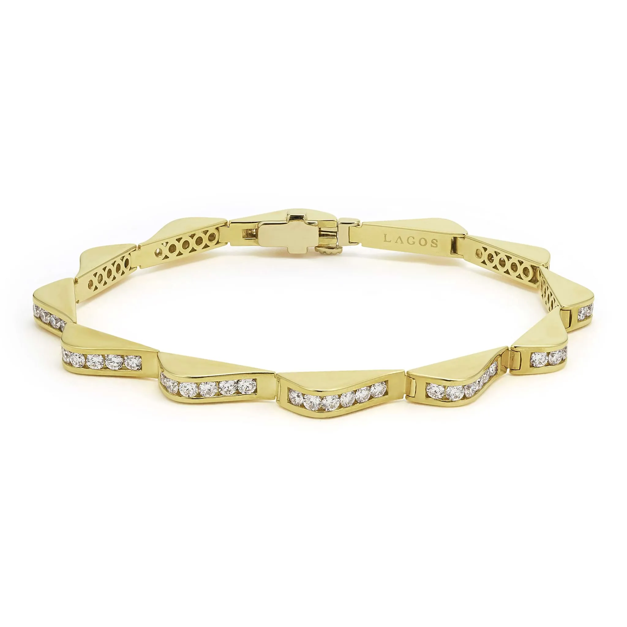 Studio 18K Gold Diamond Link Wave Bracelet