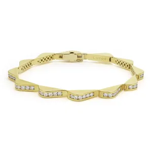 Studio 18K Gold Diamond Link Wave Bracelet